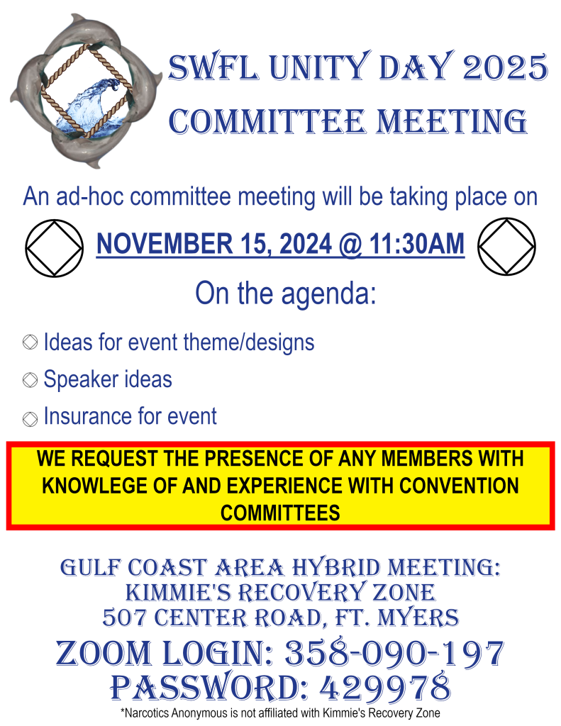 Unity Day 2025 Committee Meeting - HYBRID/ZOOM @ Kimmie's Recovery Zone | Fort Myers | Florida | United States