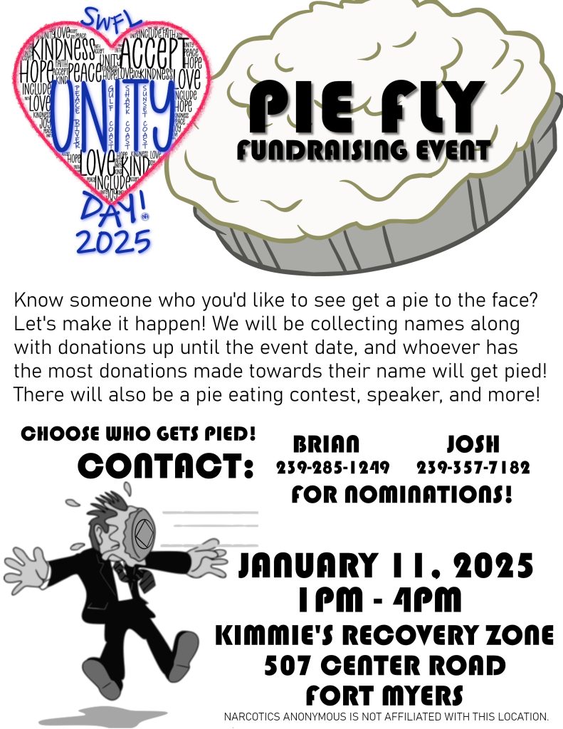 Unity Day Pie Fly Fundraiser @ Kimmie's Recovery Zone | Fort Myers | Florida | United States